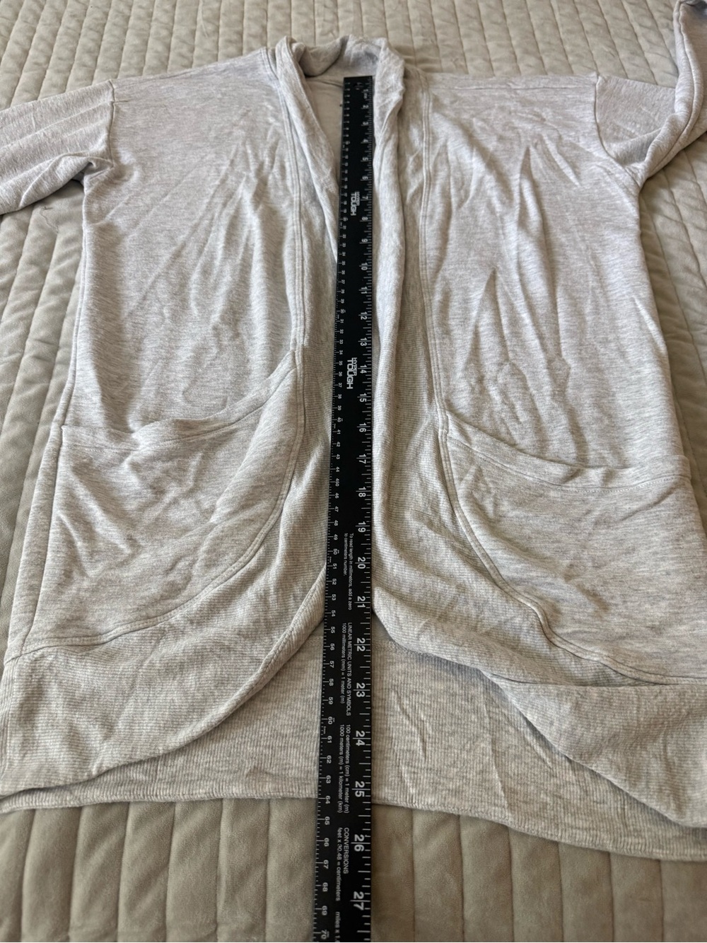Athleta Girl Gray Open Front Cardigan Modal Pockets Size XL 14 - Picture 5 of 8